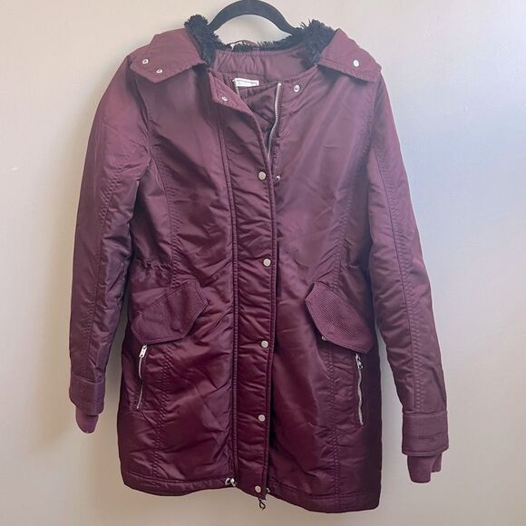 Abercrombie & Fitch red Maroon Winter parka Coat Size Small - Picture 1 of 6
